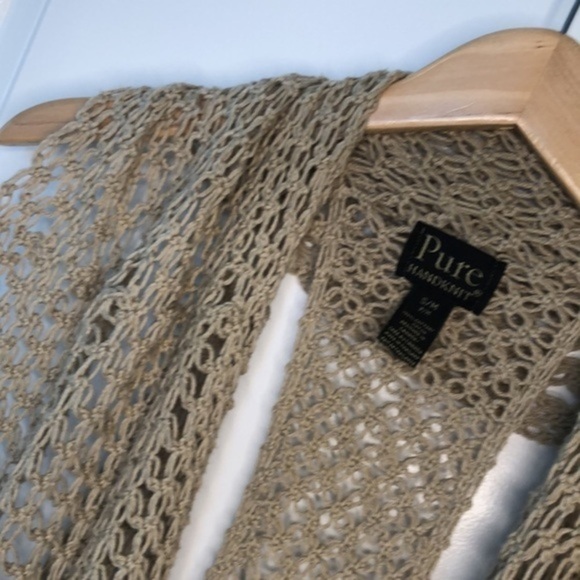 PURE | Pure Handknit 100% Cotton Loose Net Beige  Shrug - Small - Picture 8 of 8